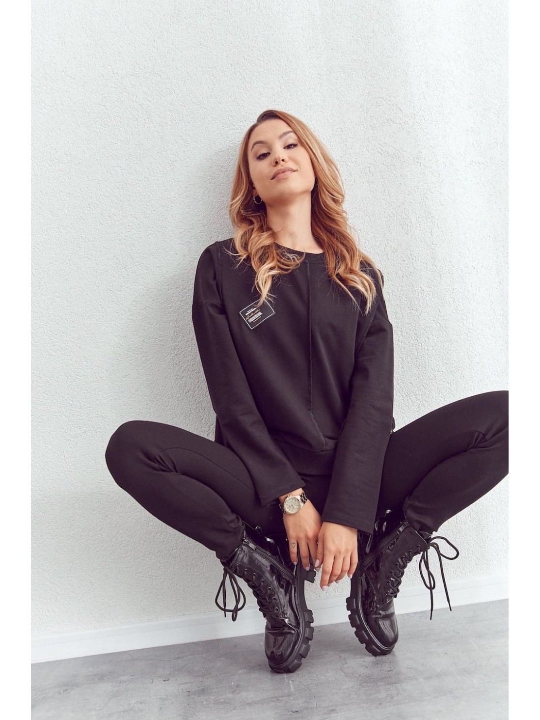 Asymmetrisches Damen-Set mit Leggings, schwarz FI692 – Online-Shop – Boutique